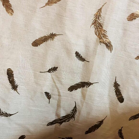 New Handmade Gold Feather Scarf, 190×68cm NWT - Picture 7 of 9